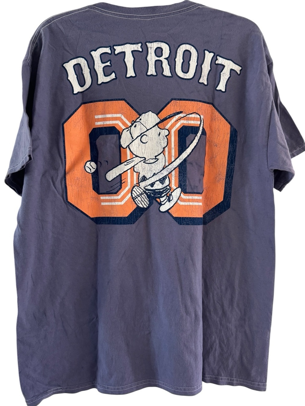 Peanuts Athletic Department Detroit Baseball Lavender Unisex Short Sleeve Tee L